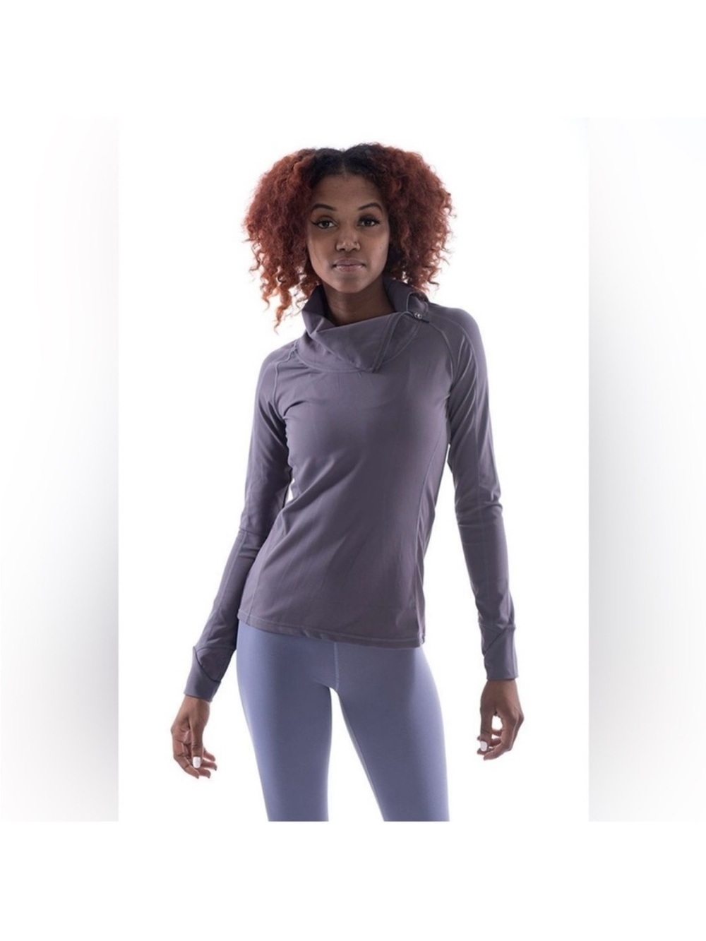 Women’s Long-Sleeve Mock Neck Top in Dusty Lavender